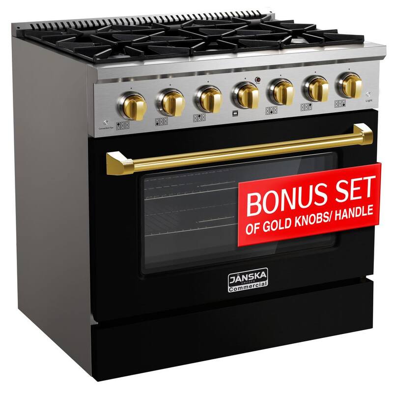 5.2 cu. ft. Gas Range with 6-Burners and Convection Oven in Matte Black V65331