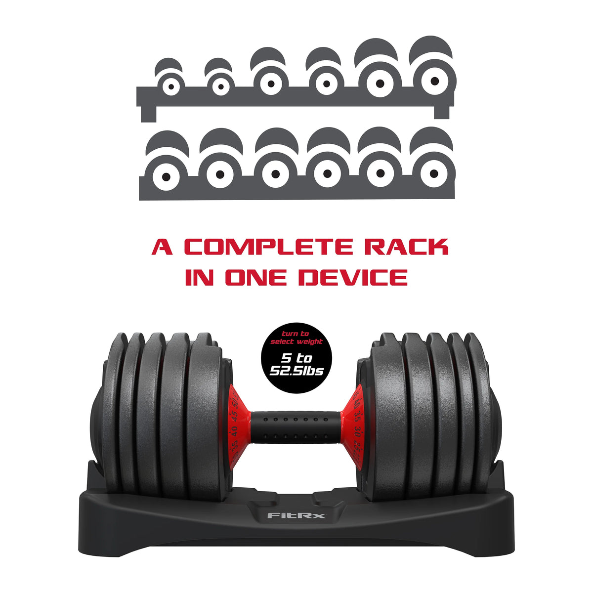 Adjustable Dumbbell 5-52.5 lbs Black Single F797982