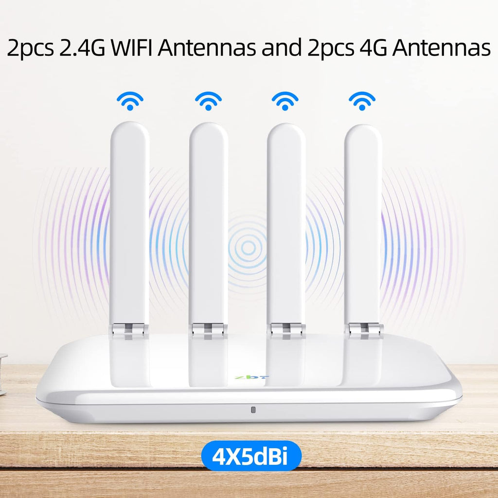 Wireless Router, 4G LTE Router Cat4 with SIM Slot Unlocked, 300Mbps, 1 WAN/2 LAN/4 x 5dBi Antennas F9362