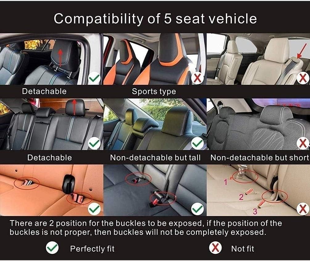 Black Leather Car Seat Covers 5 Seats Full Set H5135