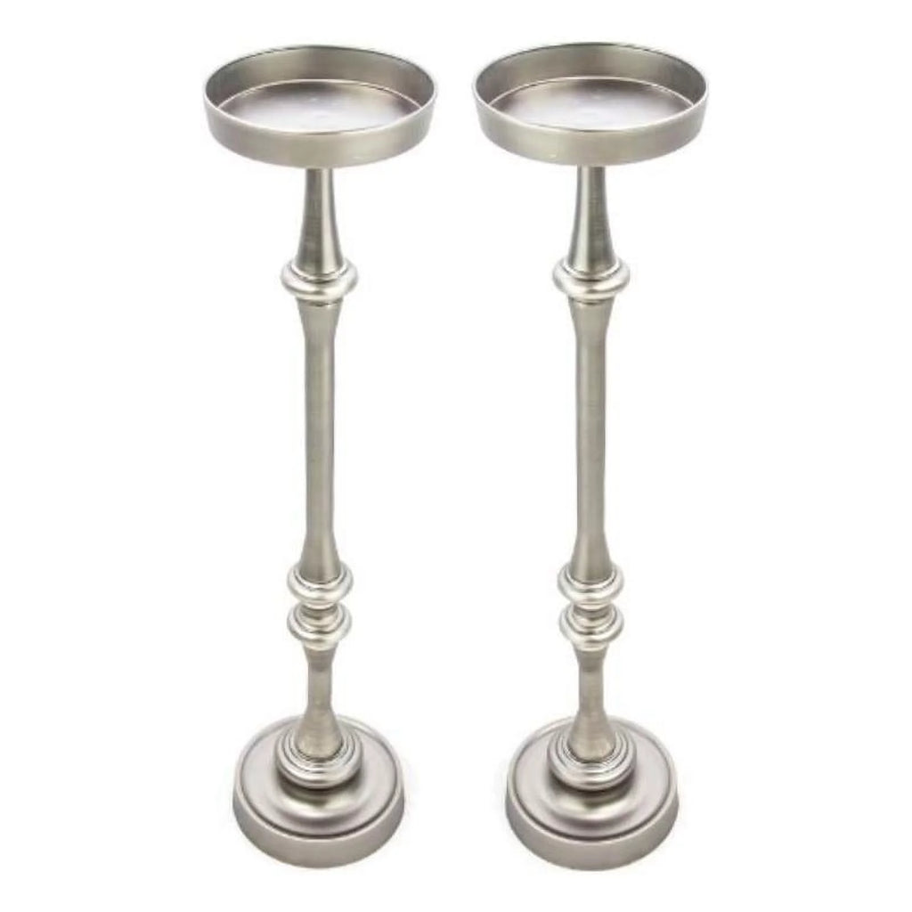 Brushed Silver Iron Metal Side Table Set of 2 L985834