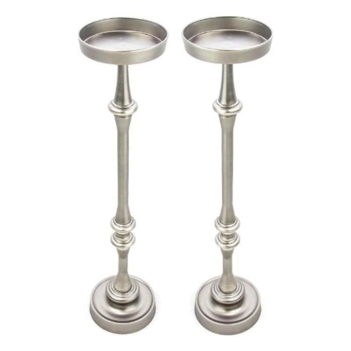 Brushed Silver Iron Metal Side Table Set of 2 L985834