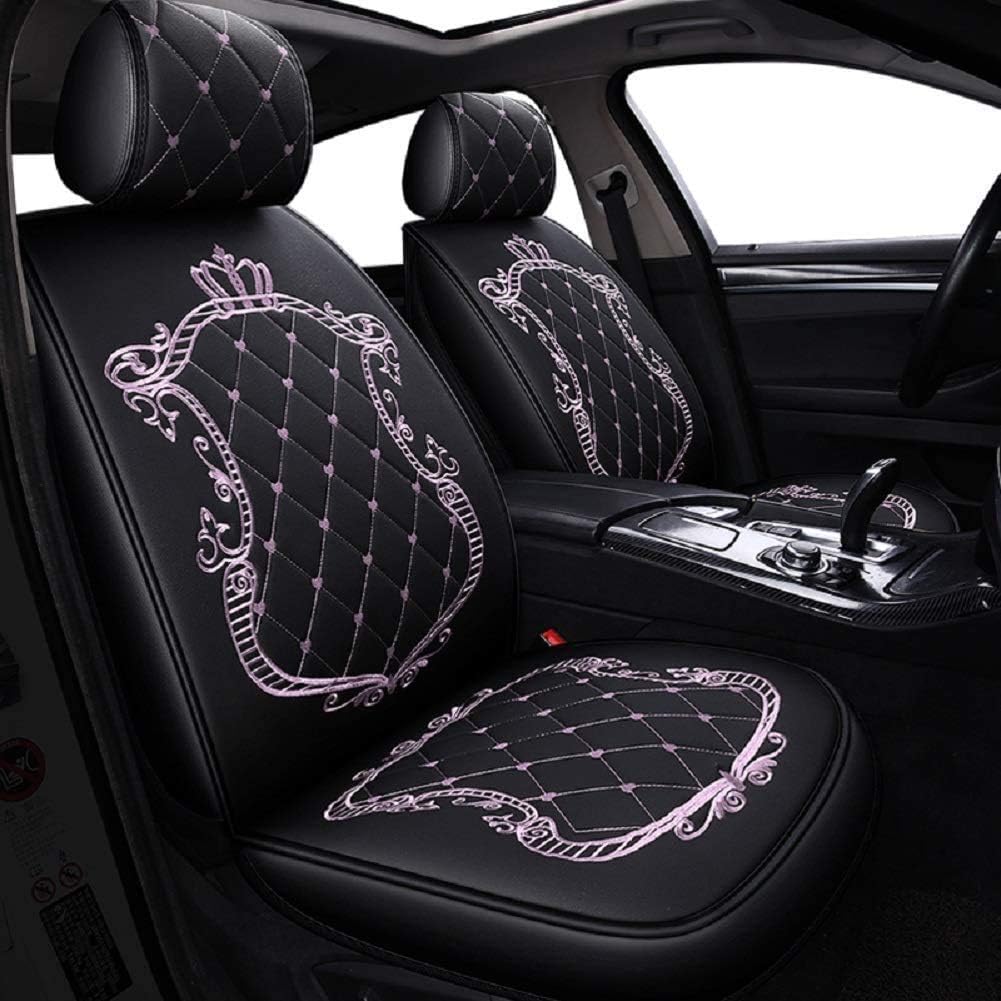 Black-Pink PU Leather Car Seat Covers J290582