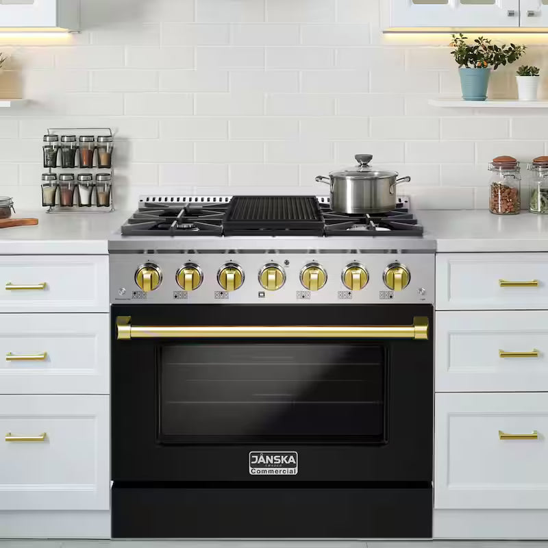5.2 cu. ft. Gas Range with 6-Burners and Convection Oven in Matte Black V65331
