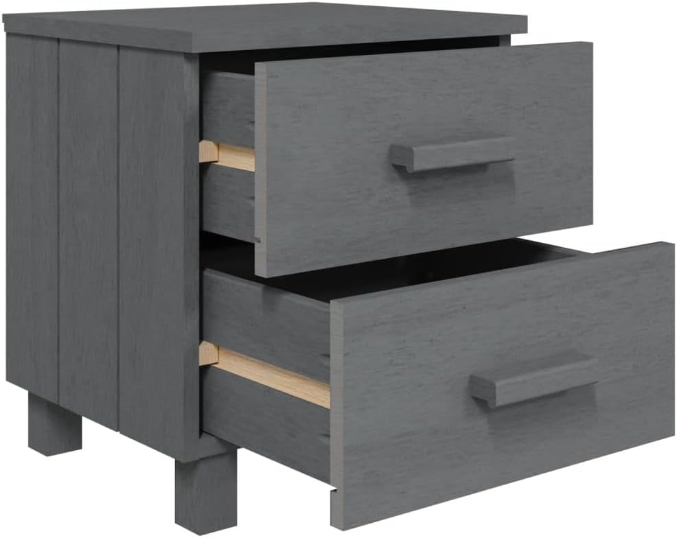 Solid Wood Bedside Cabinets - Dark Gray 2-piece F597723