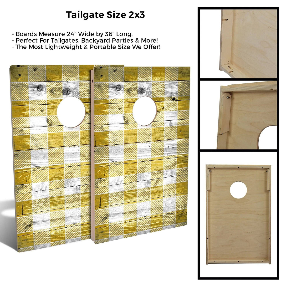 Yellow Checkered Cornhole Set with Carrying Case J37913