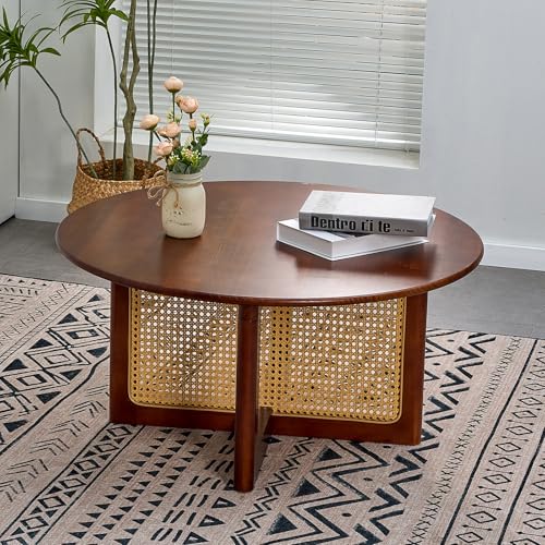 33 Inch Solid Wood Rattan Coffee Table X6477
