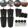 4X 2.4in Black Square Tapered Wooden Furniture Legs U9324