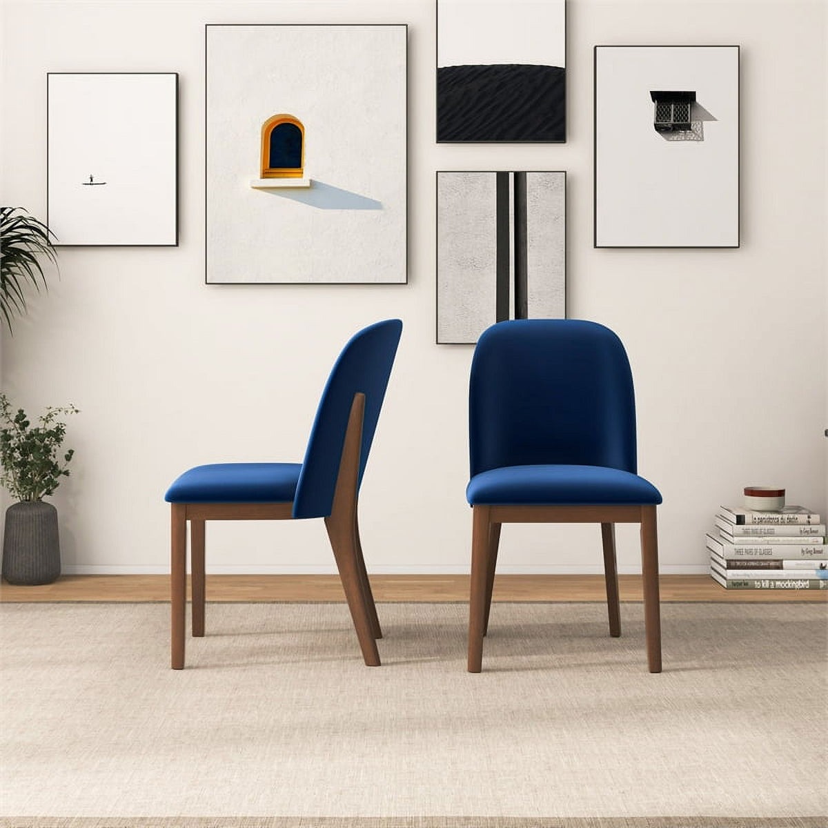 Velvet Dining Chair in Navy Blue (Set of 2) G837145