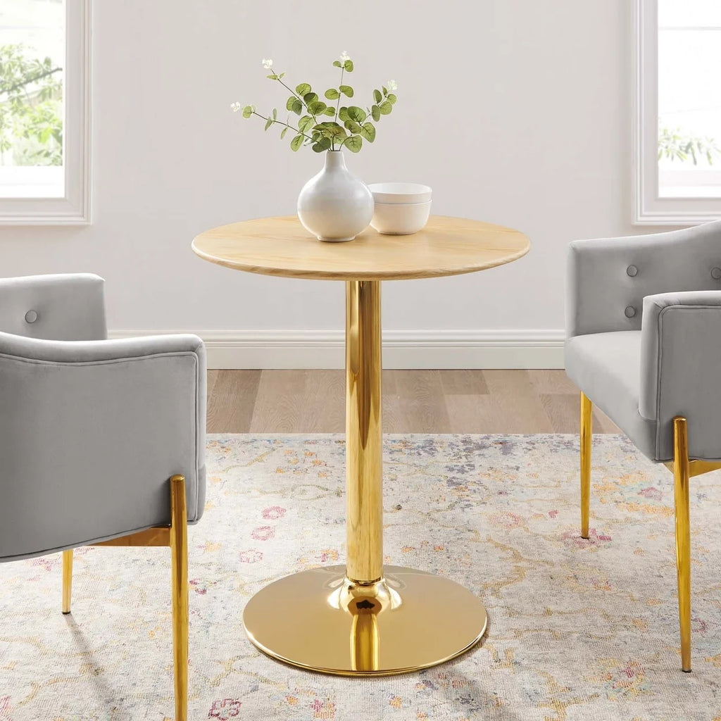 28" Round Wood & Metal Dining Table F39367