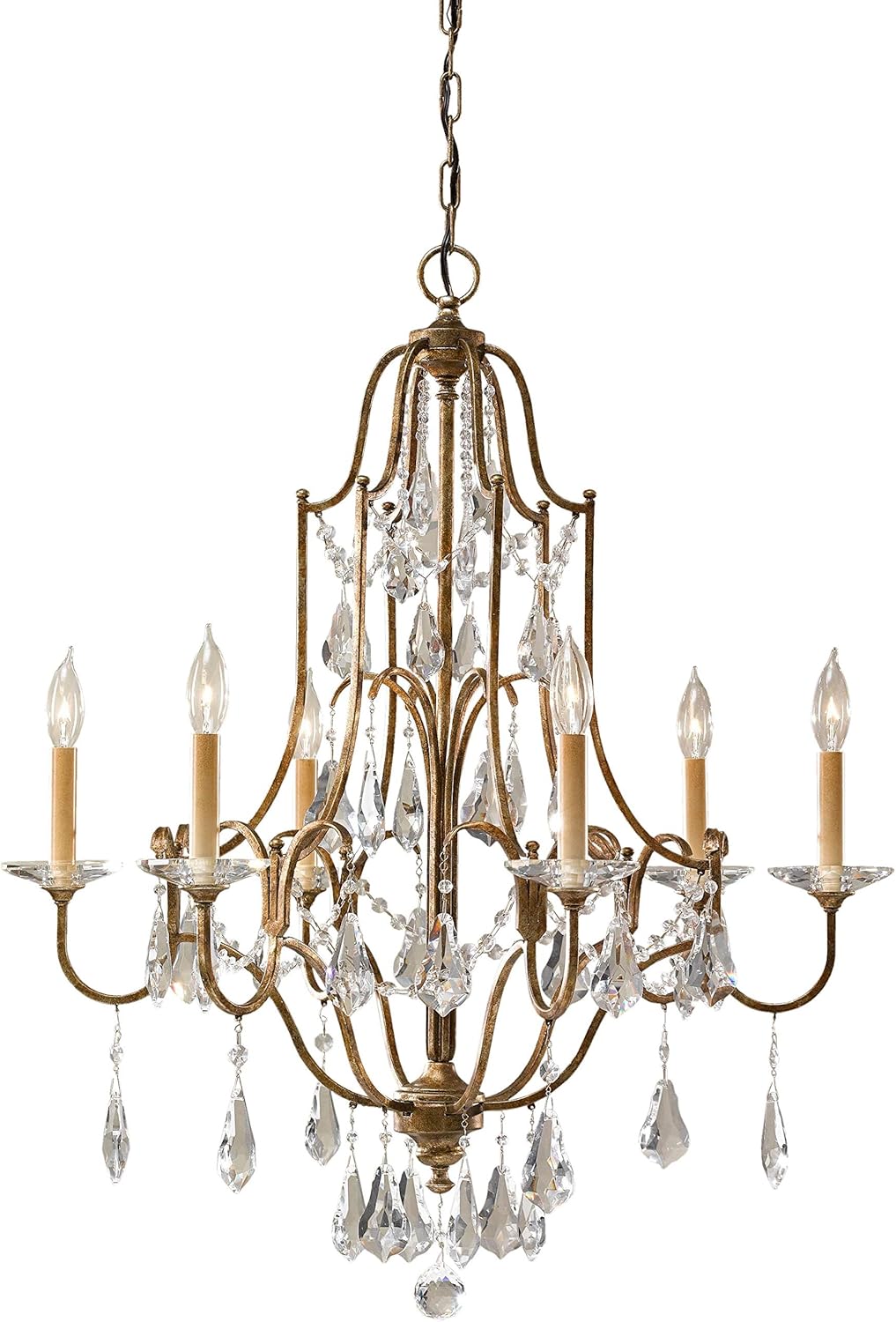 Bronze 6-Light Crystal Candle Chandelier V4662