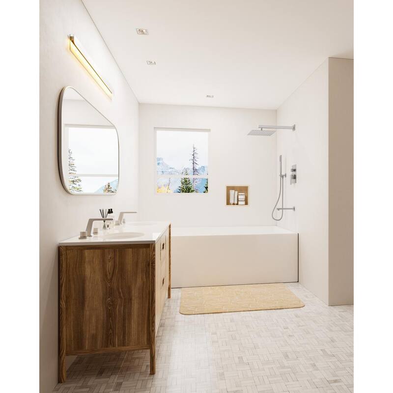 10 in. 3-Spray Wall Mount Shower Head and Faucet 2.5 GPM Brushed Nickel V119588