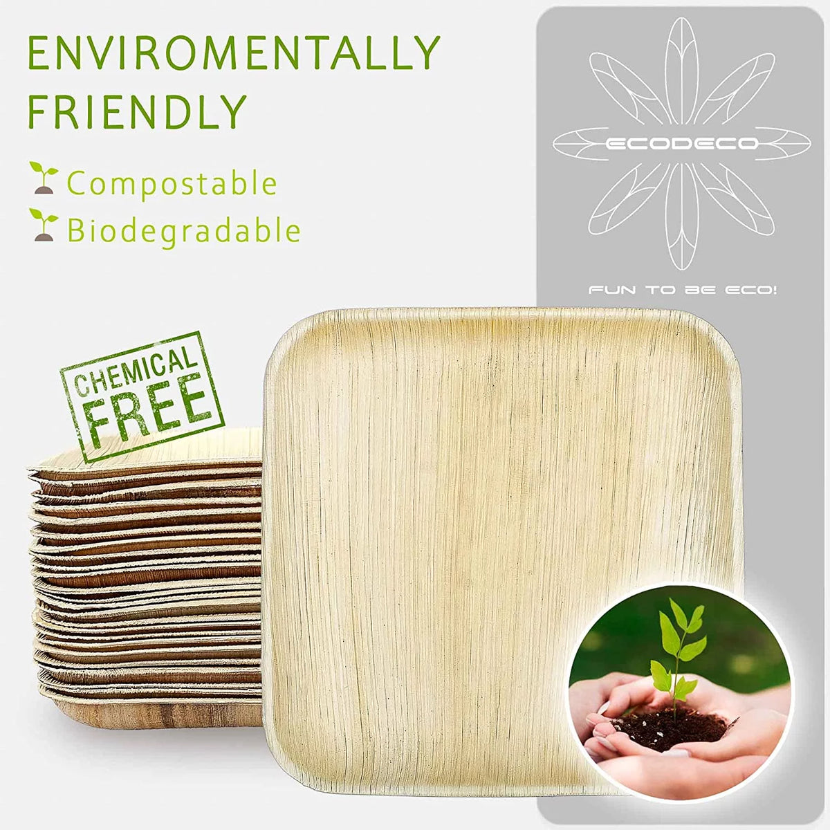100 Palm Leaf 10 inch Disposable Plates U959