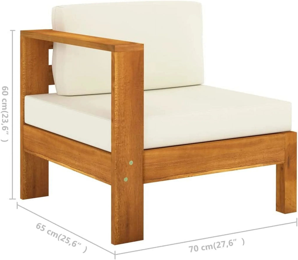 10 Piece Acacia Wood Patio Lounge Set with Cream White Cushions Z5714