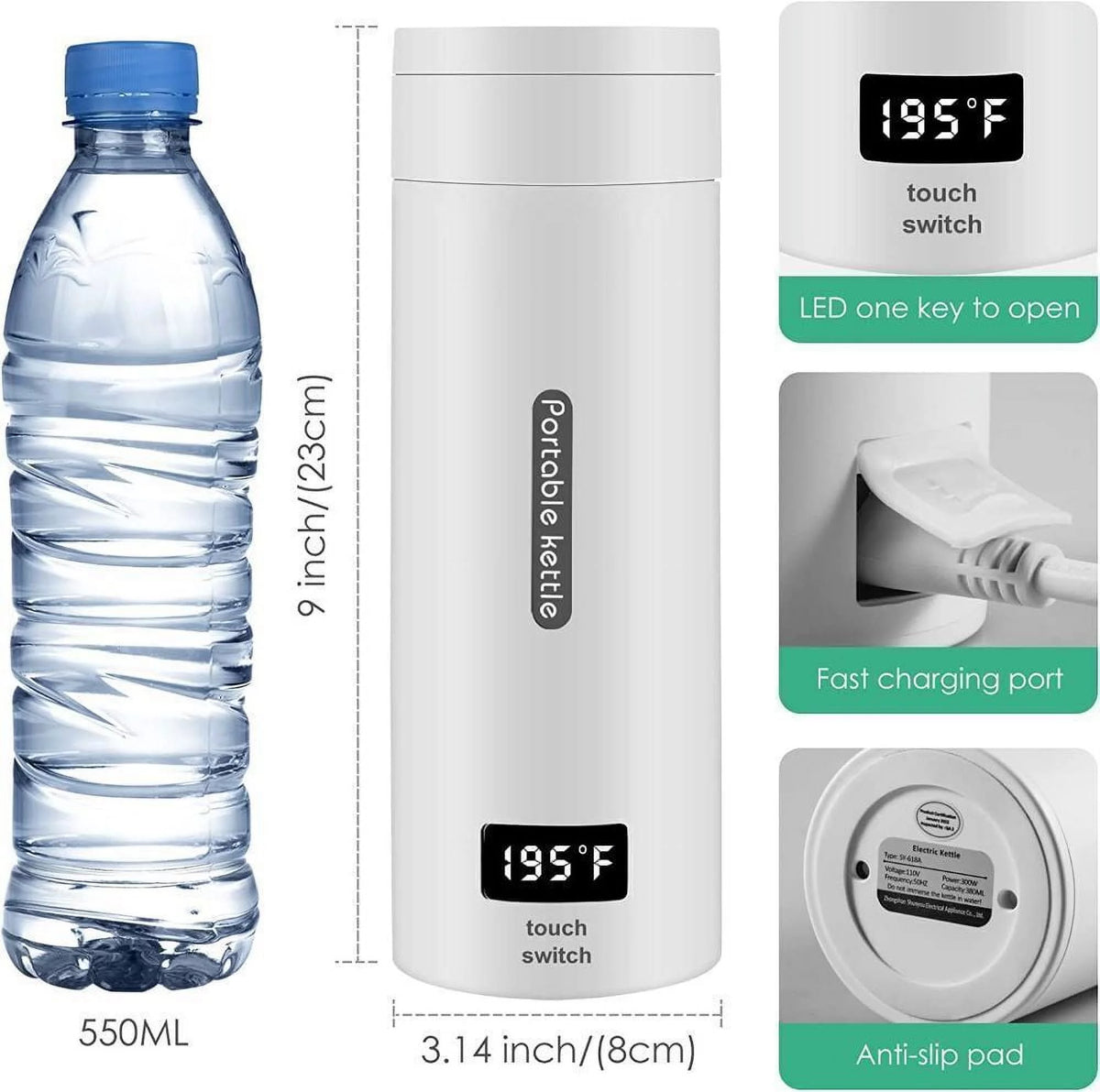 Portable Stainless Electric Kettle 380ml B634765