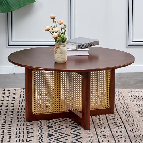 33 Inch Solid Wood Rattan Coffee Table X6477