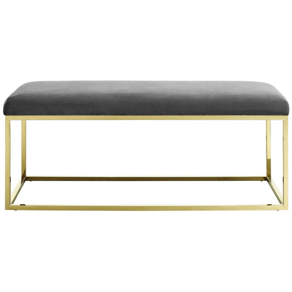Gold Gray Fabric Bench T97464