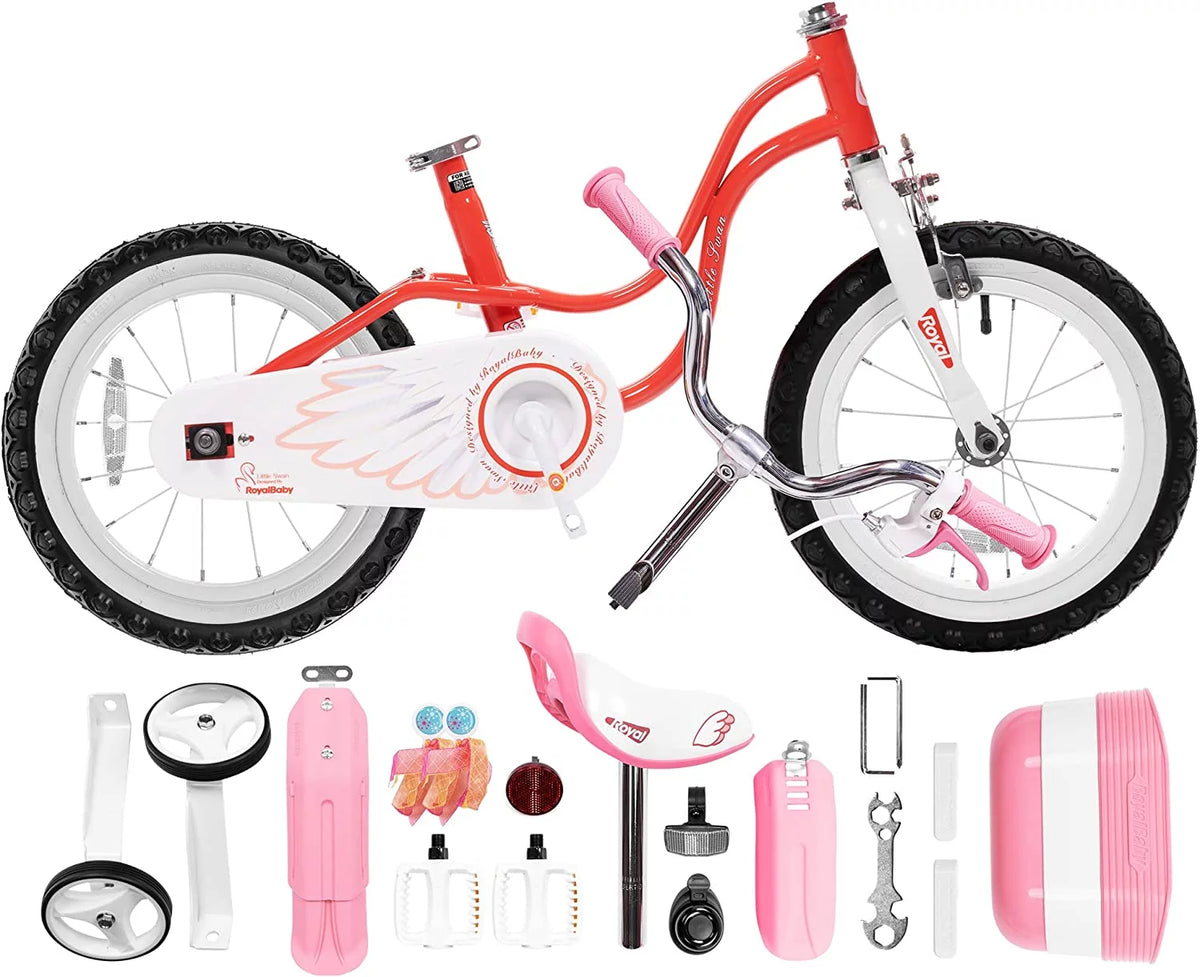 Red 14 Girl's Bicycle with Training Wheels and Basket G848