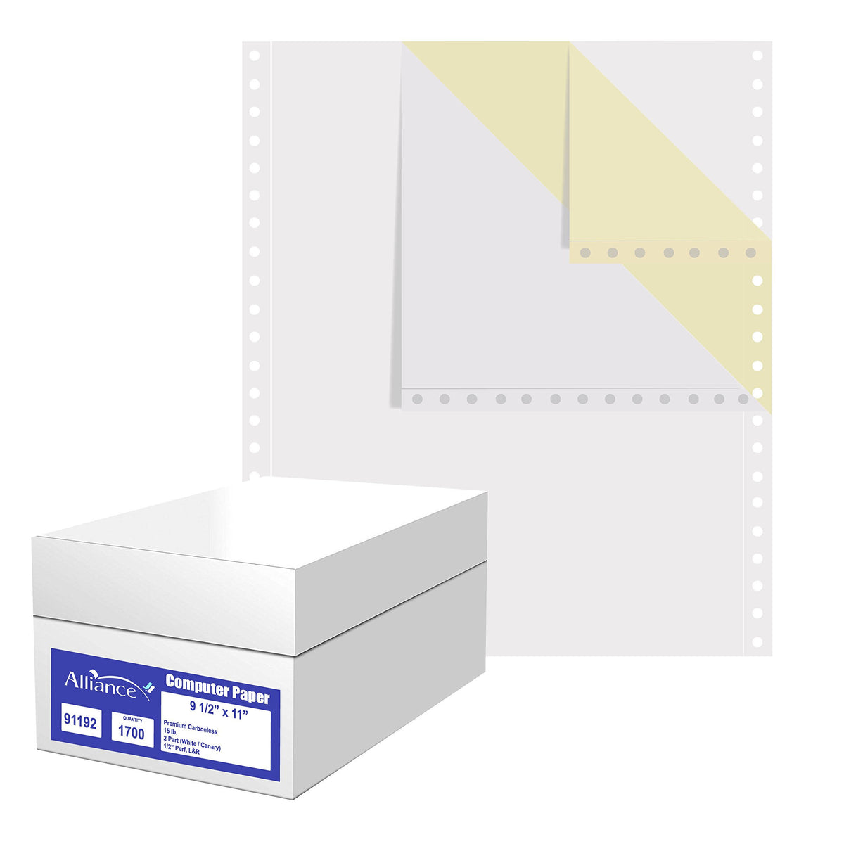 Carbonless Computer Paper 2-Part White/Canary 15lb 1700 Sheets per Carton I8077