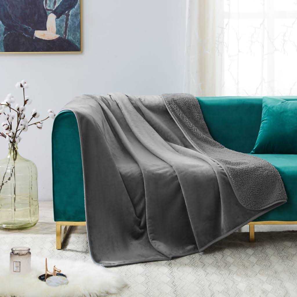 Grey Sherpa Waterproof Leakproof Dog Blanket C783394