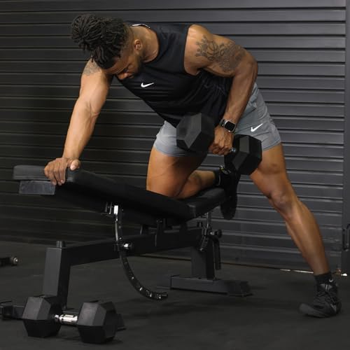 Black Rubber Coated Hex Dumbbell Pair M95413
