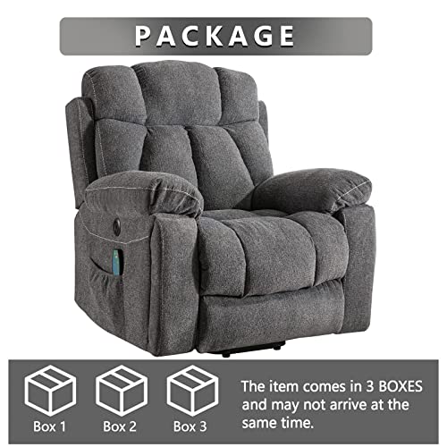 Light Gray Power Lift Recliner Chair with Massage and Heat L7461