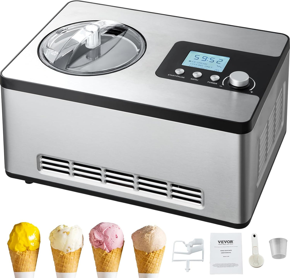 Stainless Steel Automatic Ice Cream Maker, 2 Quart F6861