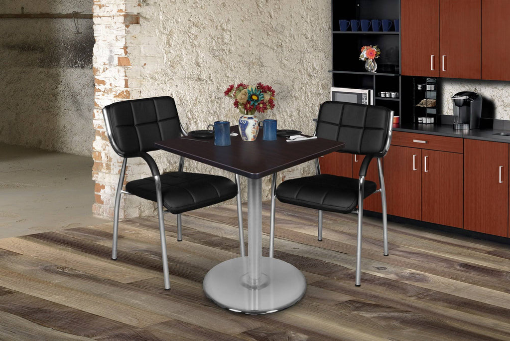 Cherry/Chrome Square Platter Base Table Q6290