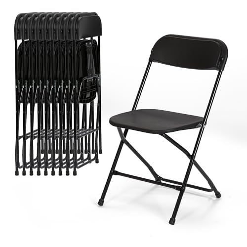 Black 10 Pack Plastic Folding Chair 350 LB Weight Capacity V8573