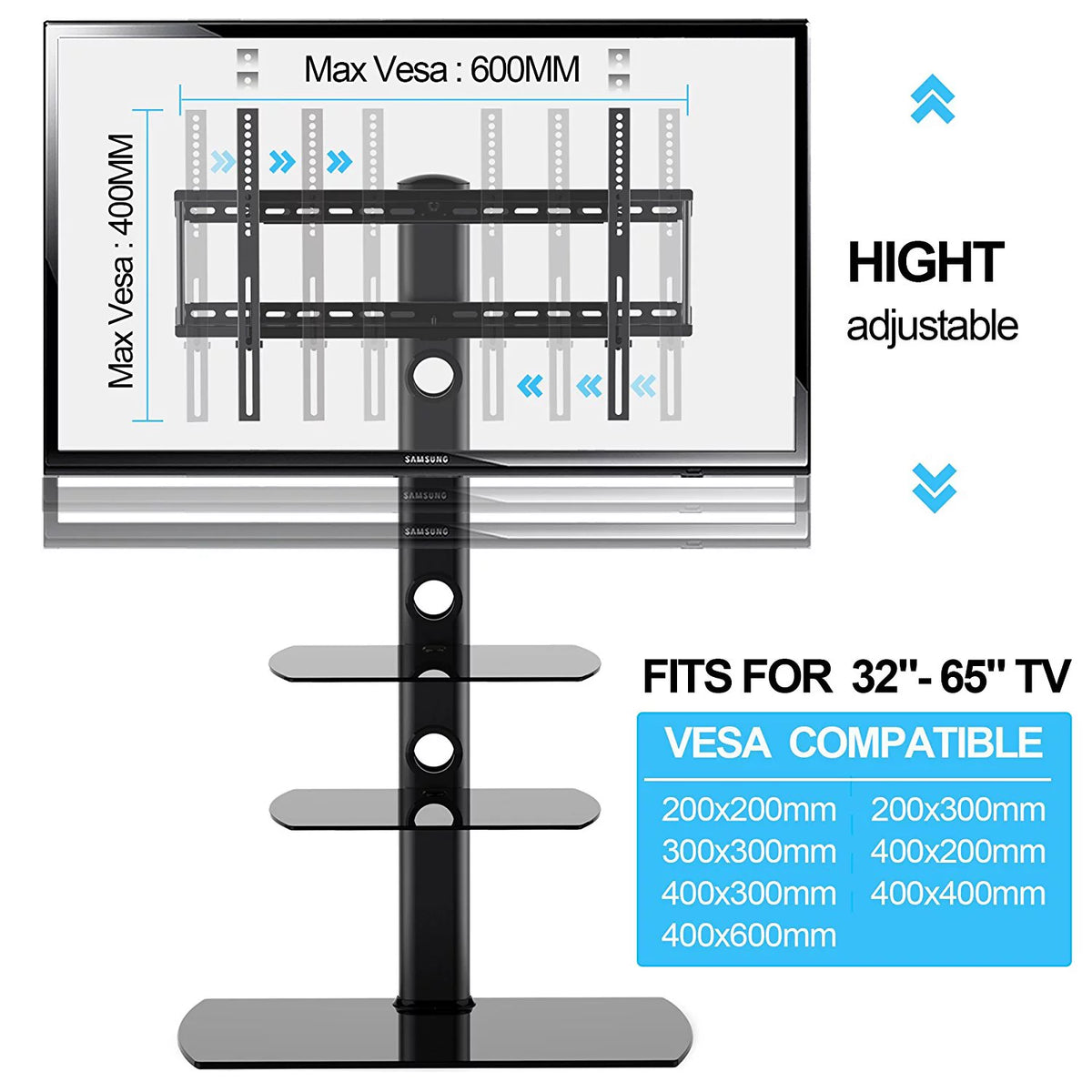 Floor TV Stand with Swivel Mount for 32 to 65 inch TV H7285