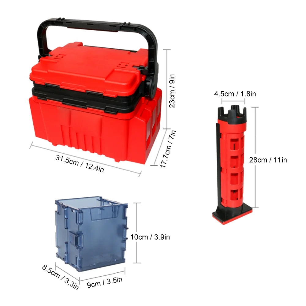 Fishing Box Travel Case with Bottle Holder and Rod Stands Tubes W249768