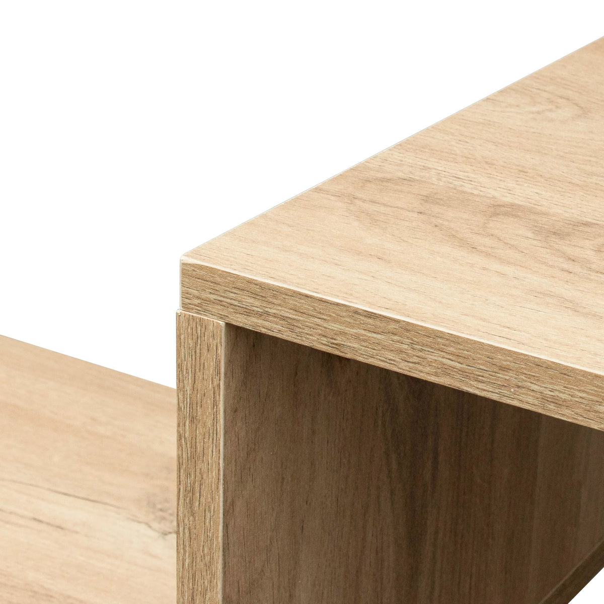 Oak L-Shaped Display Shelf Bookcase T611