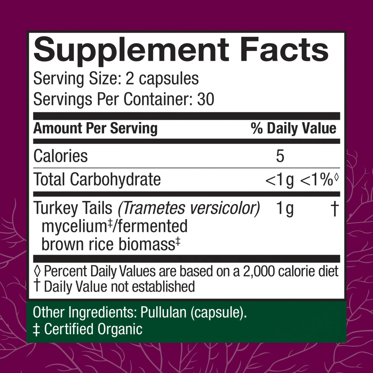 Turkey Tail Mushroom Supplement 60 Capsules Z5314