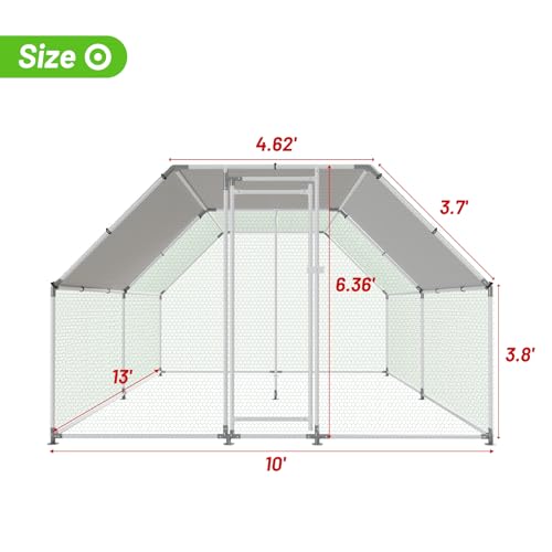 Large Metal Walk-in Chicken Coop with Anti-UV Cover E857090
