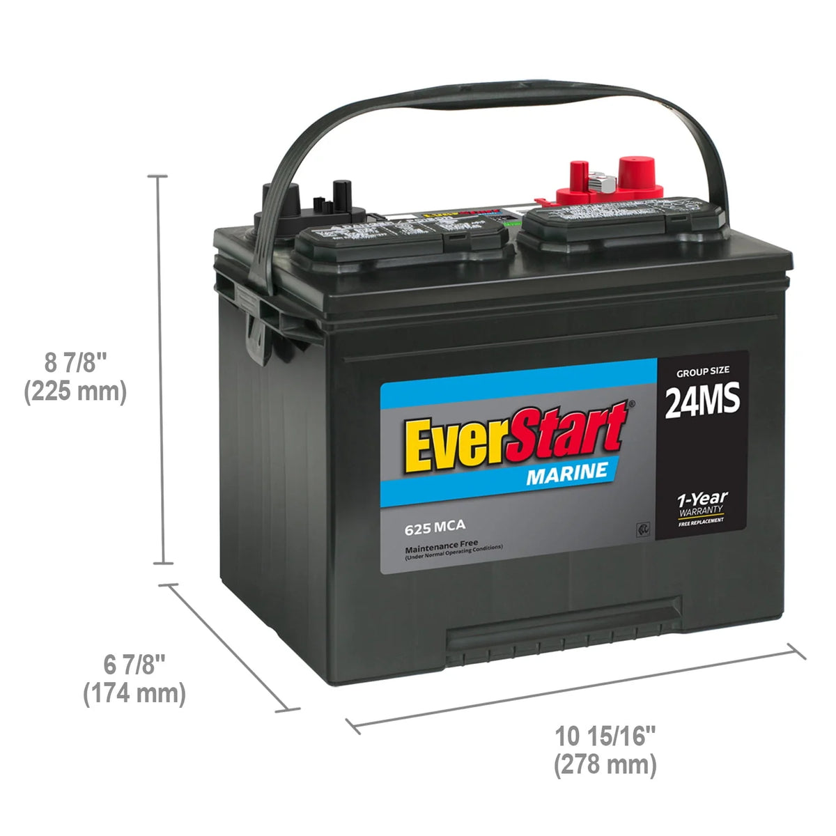 Lead Acid Marine Starting Battery, Group Size 24MS 12 Volt, 625 MCA Q9752