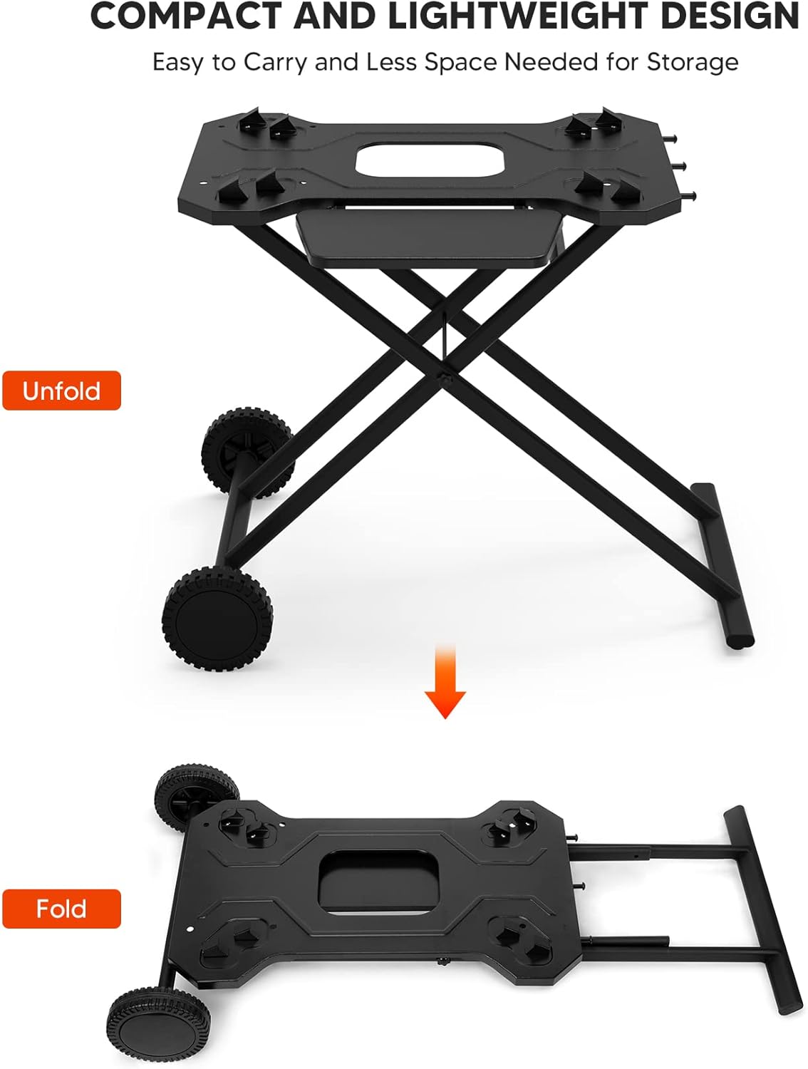 Portable Griddle Stand with Wheel and Shelf V90162