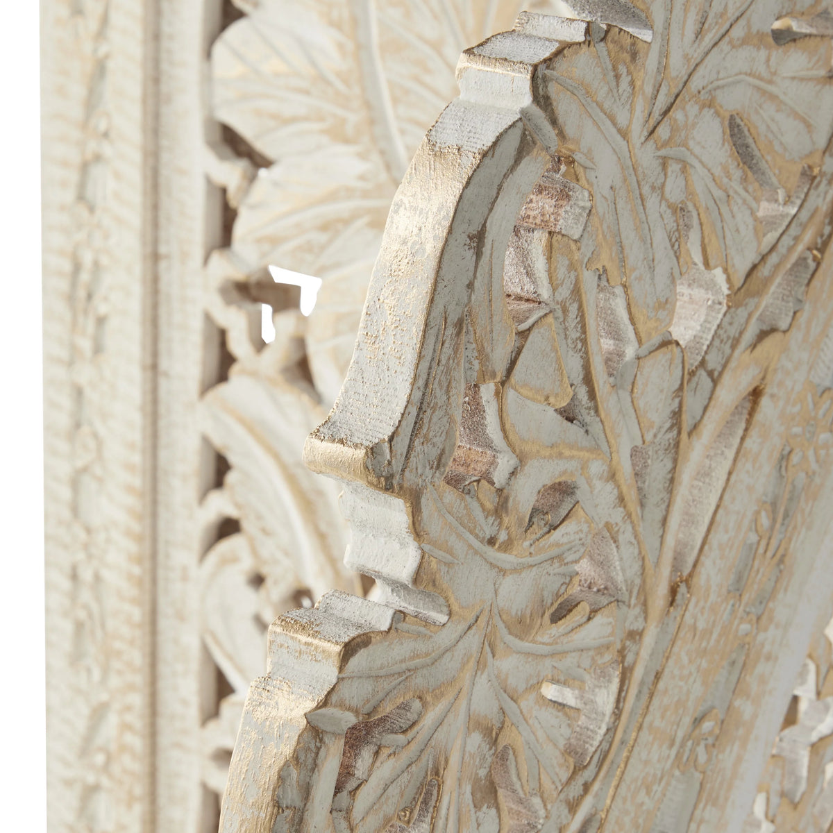 White Wood Arched 4 Panel Room Divider Screen W5301