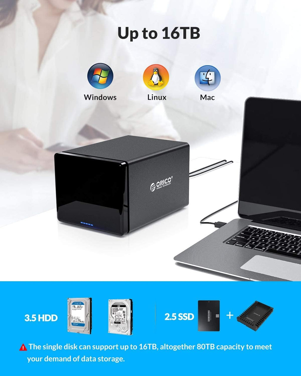 4 Bay HDD Raid Enclosure USB External Hard Drive Enclosure Aluminum SATA III Disk Storage Case Q857