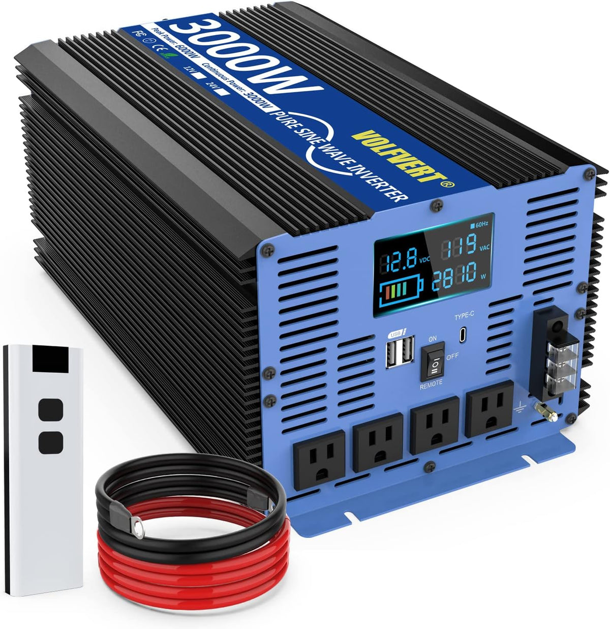 4000W Pure Sine Wave Power Inverter 12V to 110V 120V R580