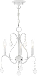 3 Light Chandelier in Antique White with Clear Crystals B32529