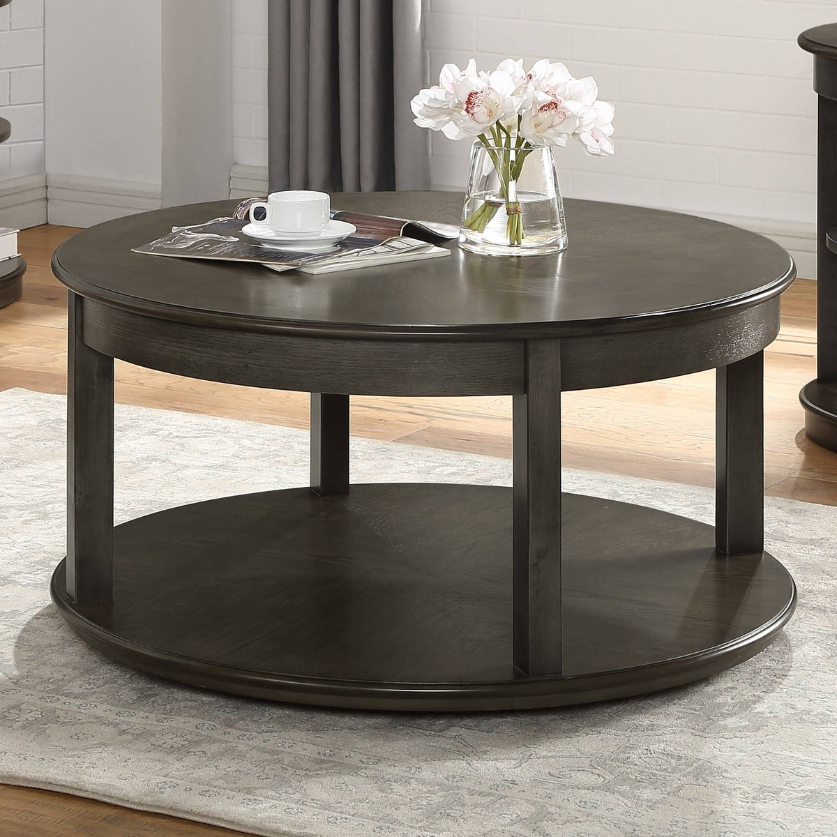 Grey 36-Inch Round Coffee Table N17578
