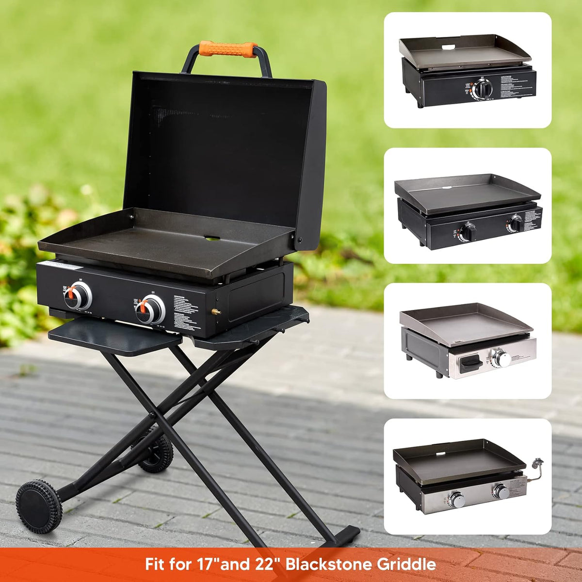 Portable Griddle Stand with Wheel and Shelf V90162
