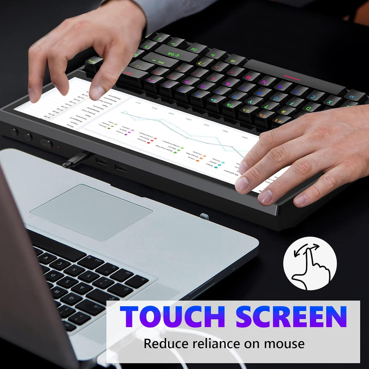 Mechanical Keyboard with Touchscreen, 71 Keys RGB LED Backlit, Black R183