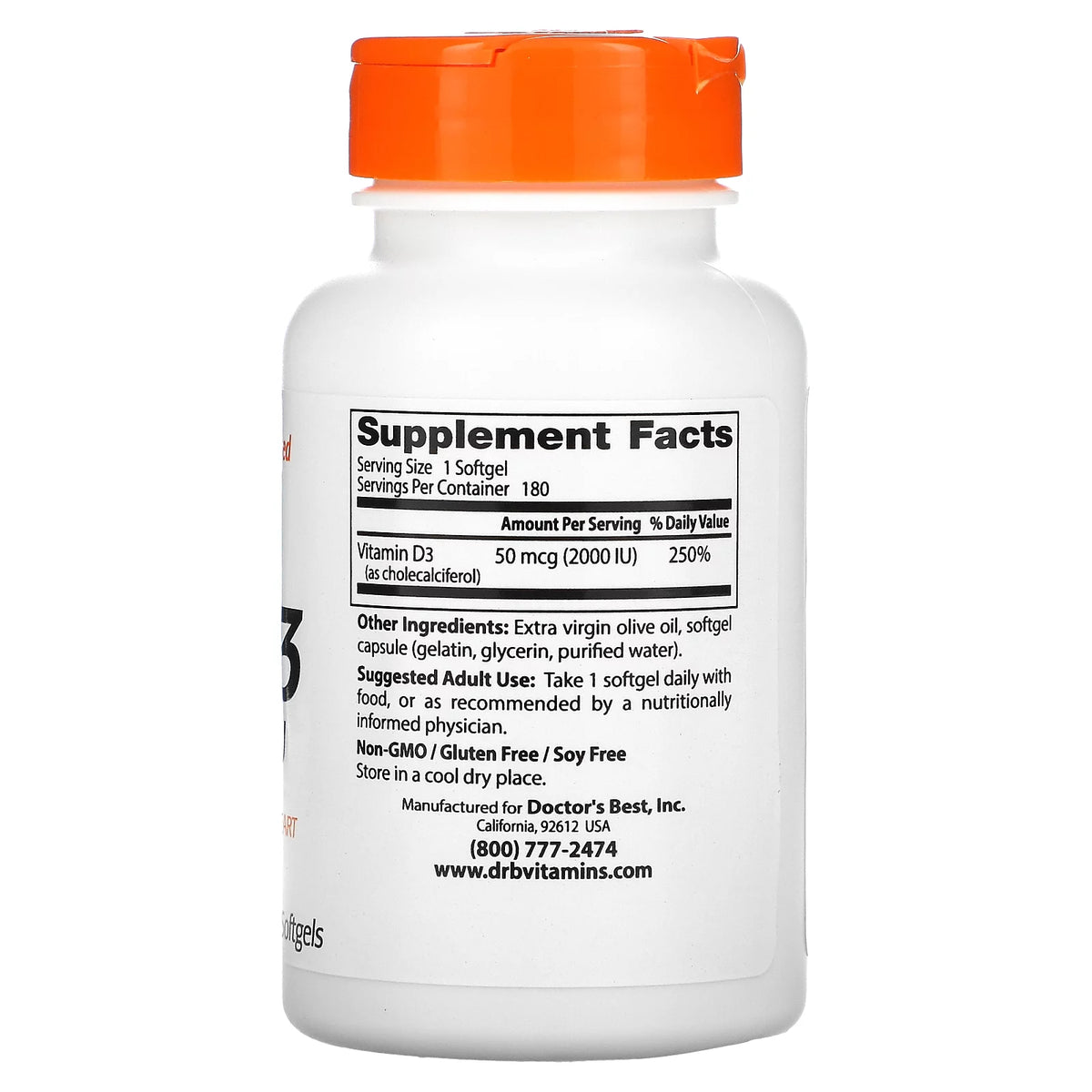 Vitamin D3 50 mcg 180 Softgels Pack of 4 S1514