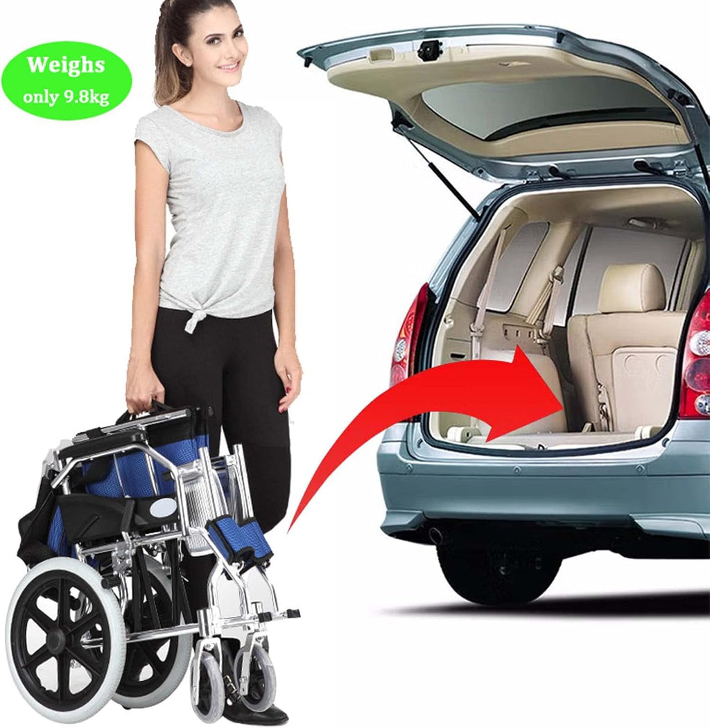 Lightweight Folding Transport Wheelchair with Handbrakes and Swing-Away Footrest, 16 in Rear C13019