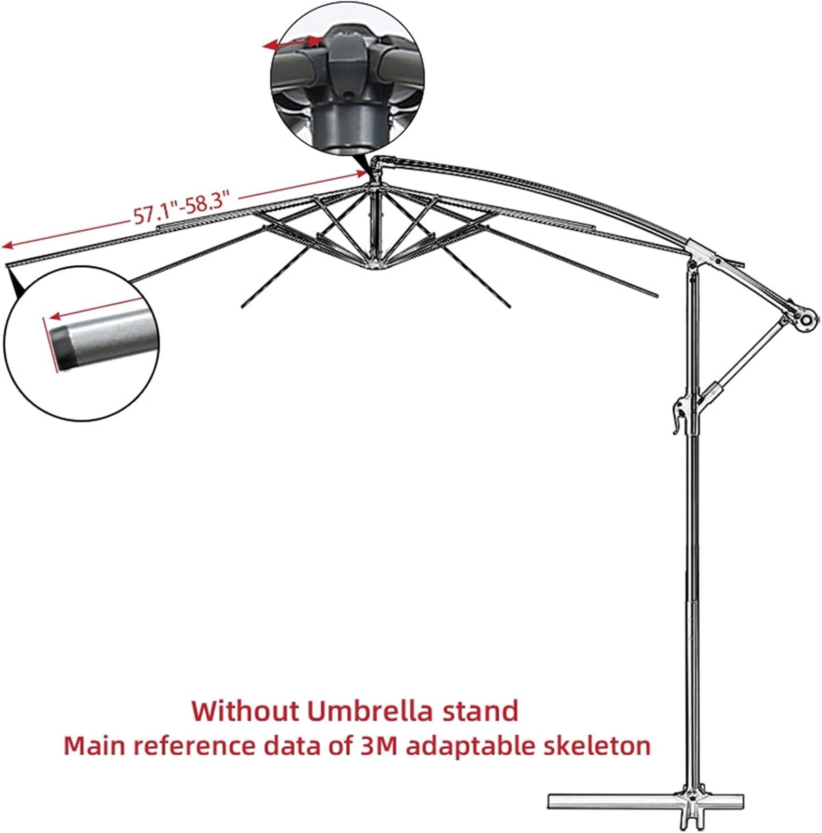 9.8ft Patio Umbrella Replacement Top Cover with 8 Ribs (White) M73885
