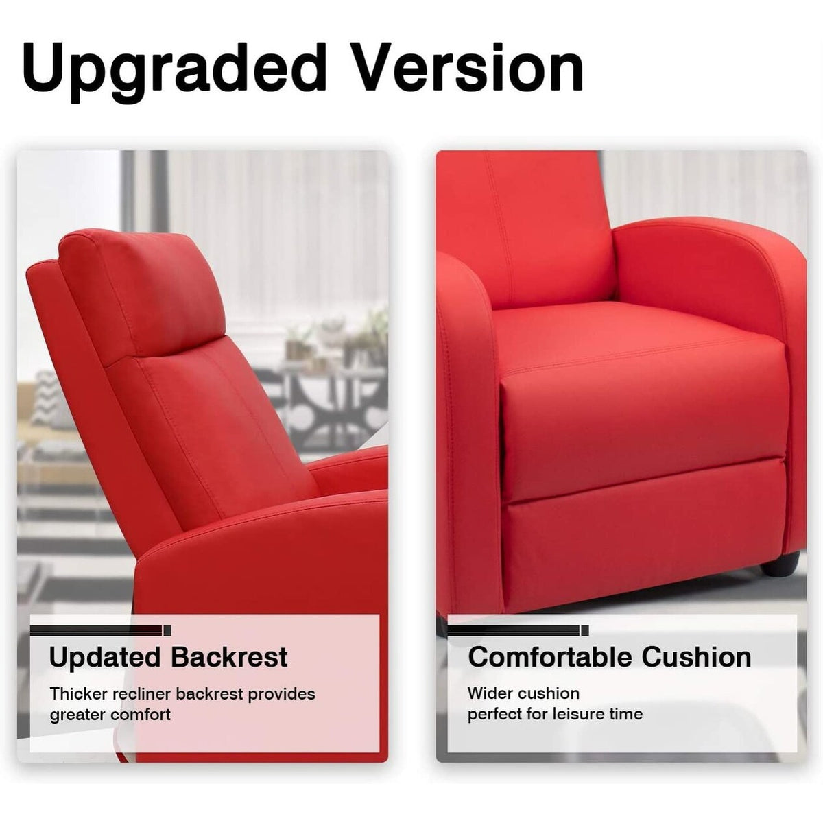 Red PU Leather Single Recliner Sofa D3258