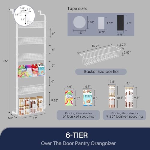 Black 6-Tier Metal Over The Door Pantry Organizer X74115