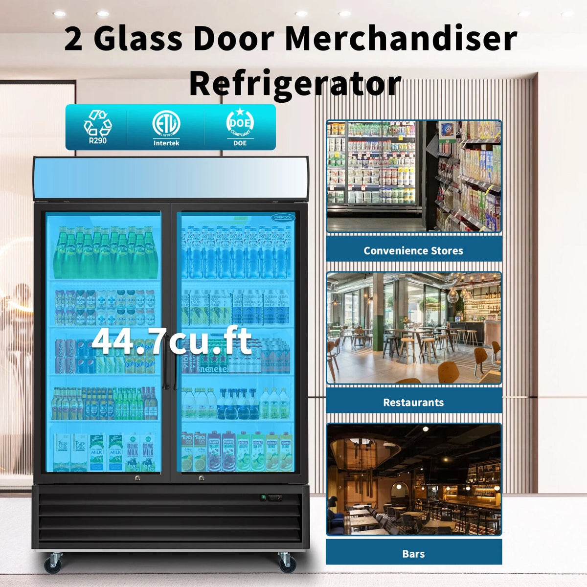 2 Glass Door Refrigerator Cooler F91401