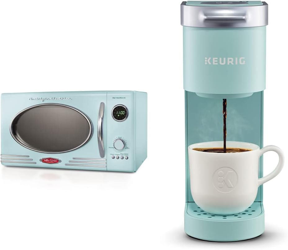 0.9 Cu. Ft. 800-Watts Retro Microwave Oven & Single Serve K-Cup Coffee Brewer C5544
